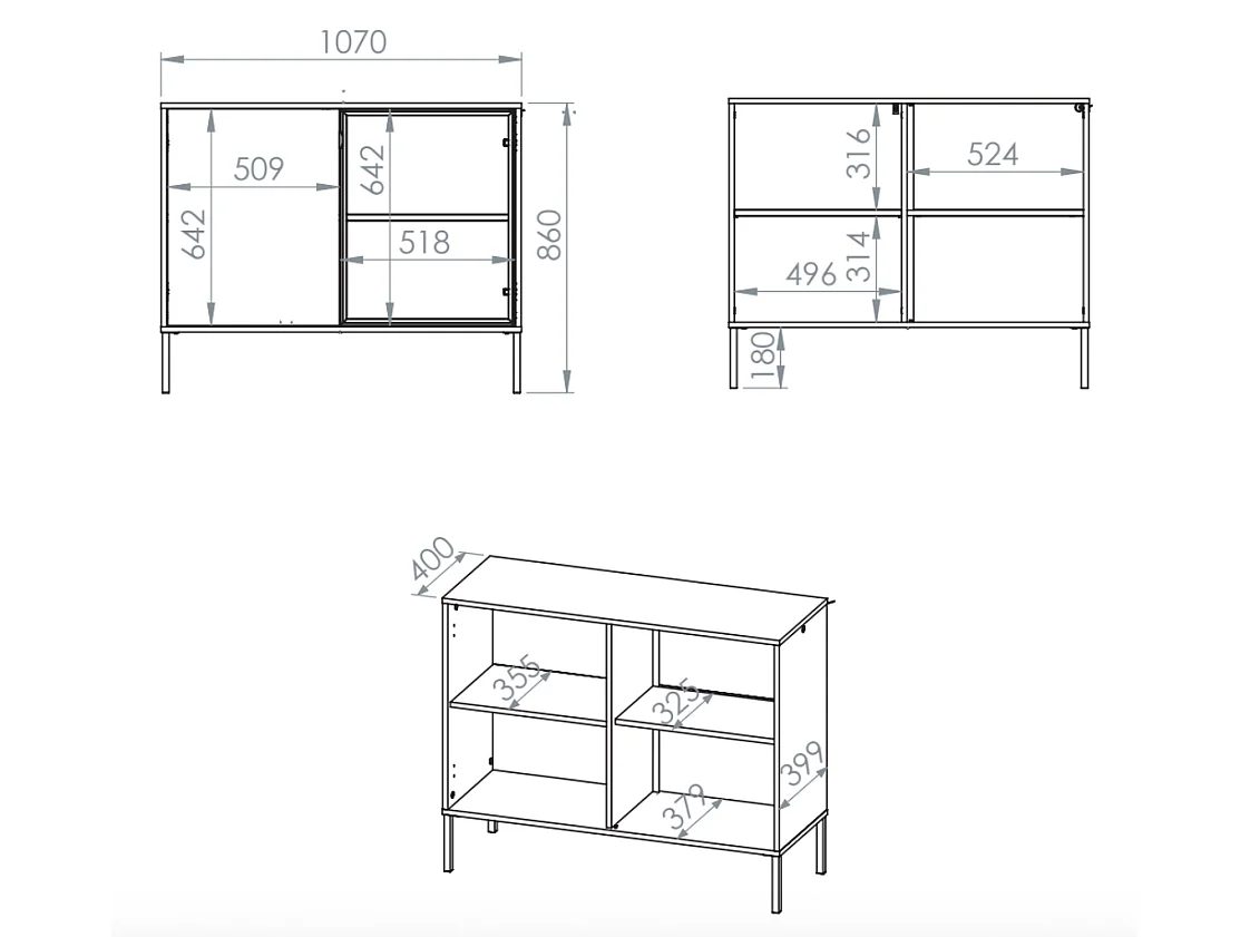 Dressoir 2-deurs - Lindberg eiken - 107 cm - BARNEE