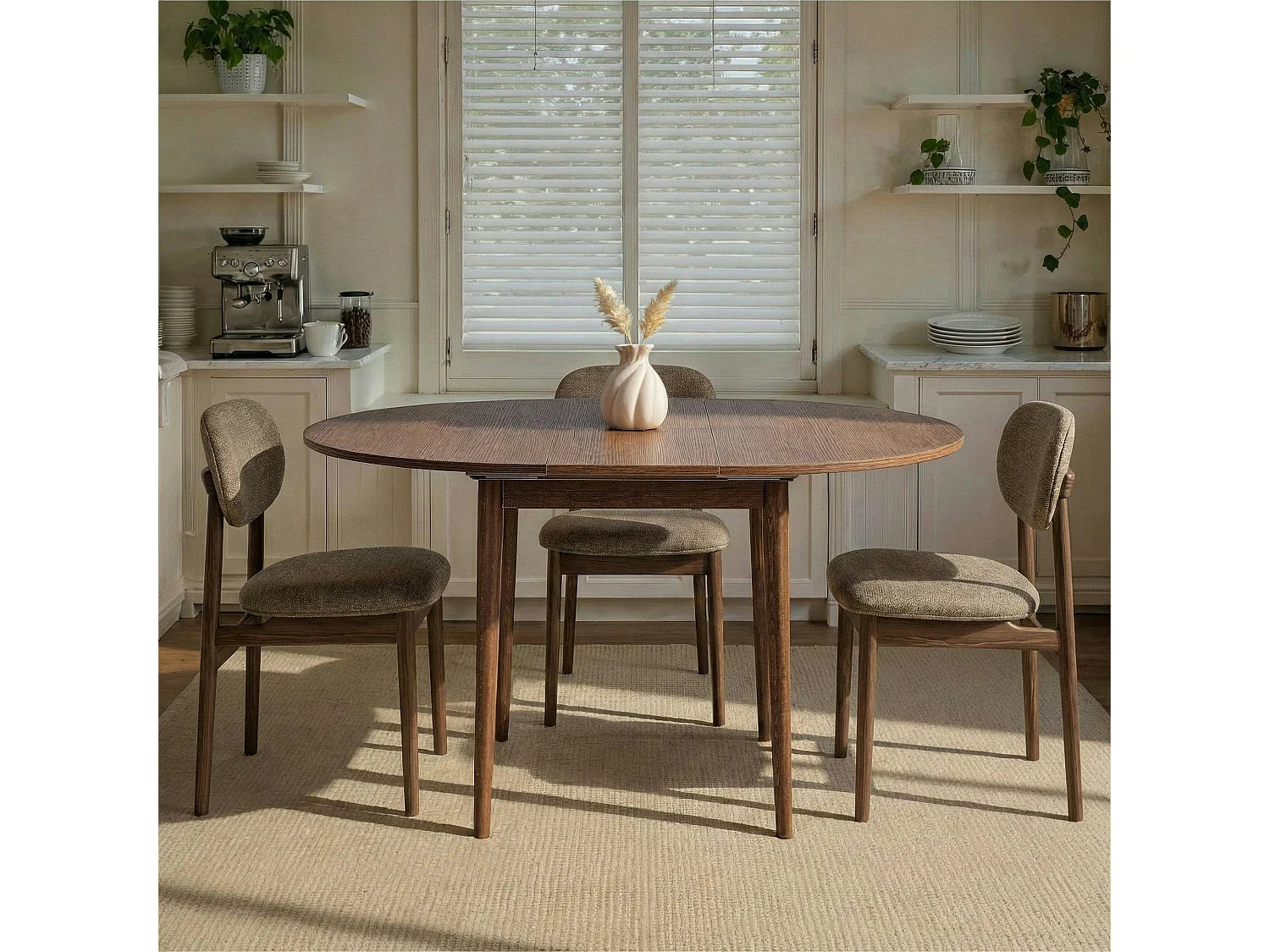 Table ronde extensible effet bois noyer 100-131 cm MARFA