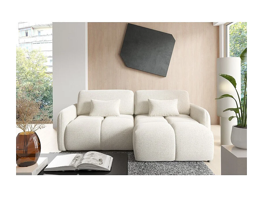 Canapé d’angle convertible 4 places TIARA en tissu texturé - 250 cm