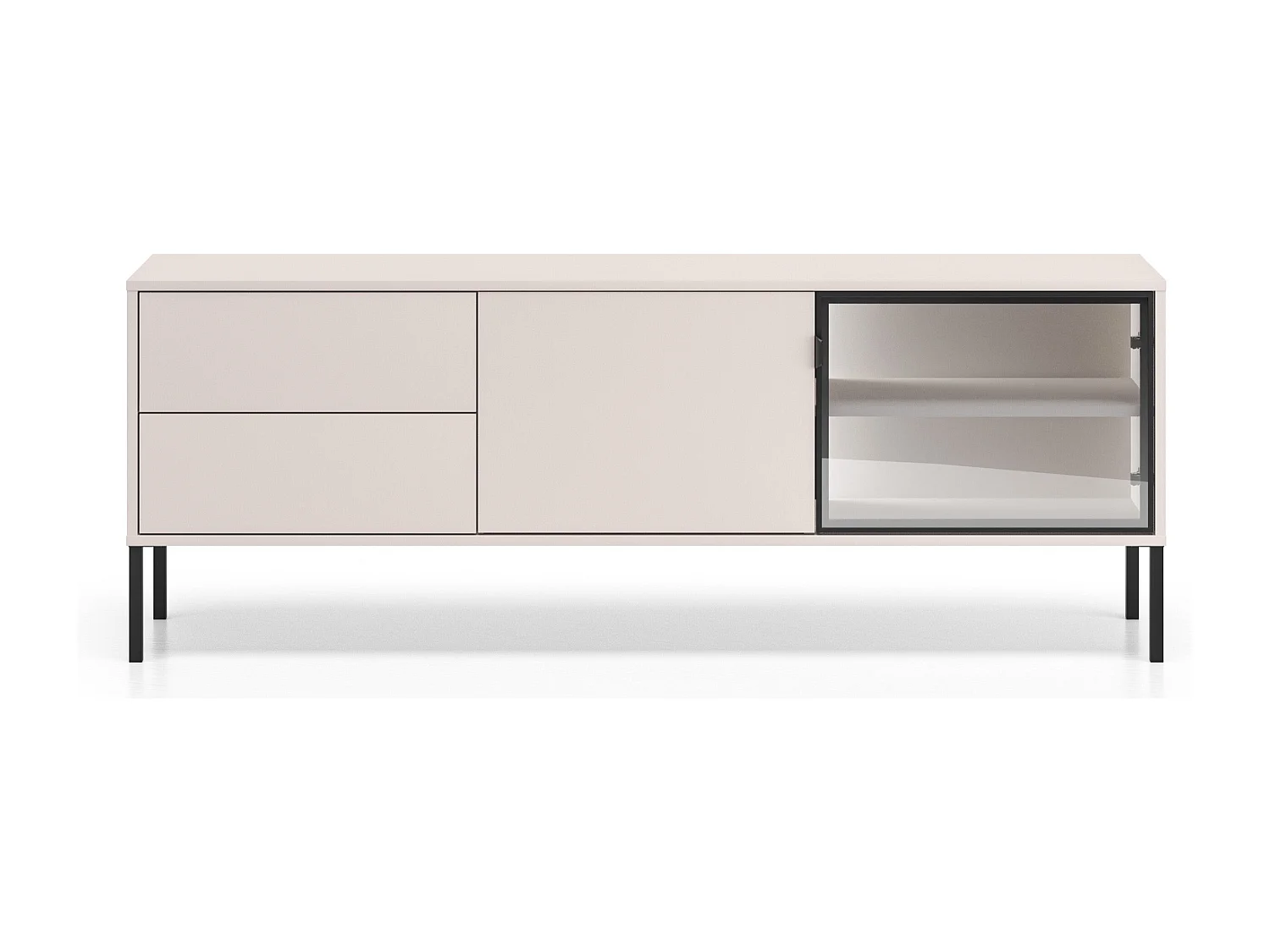 TV-Lowboard mit beleuchteter Glasvitrine - Kaschmirgrau - 160 cm