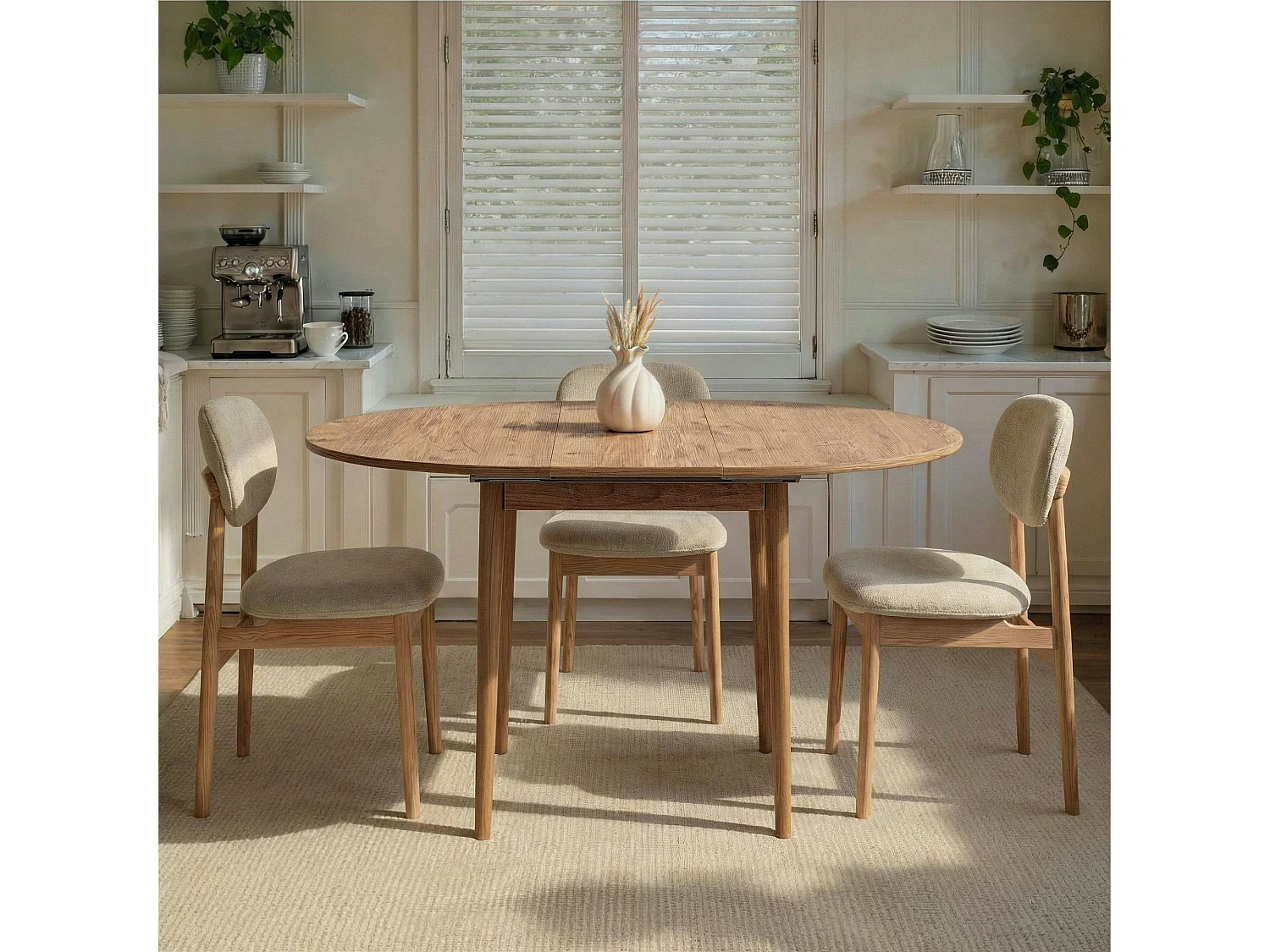 Table ronde extensible effet bois de pin 100-131 cm MARFA