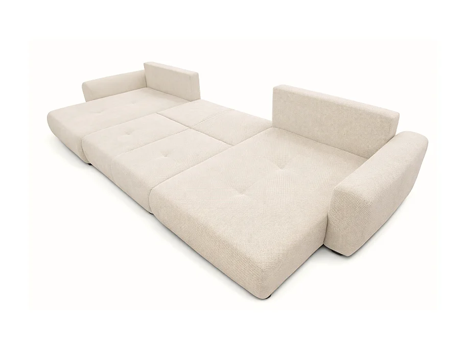 Canapé d’angle panoramique convertible Binigia U XL 6 places – Tissu POP effet 3D - 380 cm