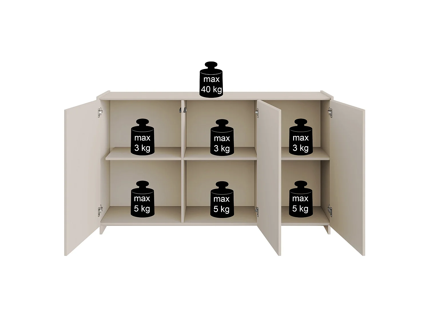 Buffet 3 portes – Gris cachemire – 133 cm – MAGRO