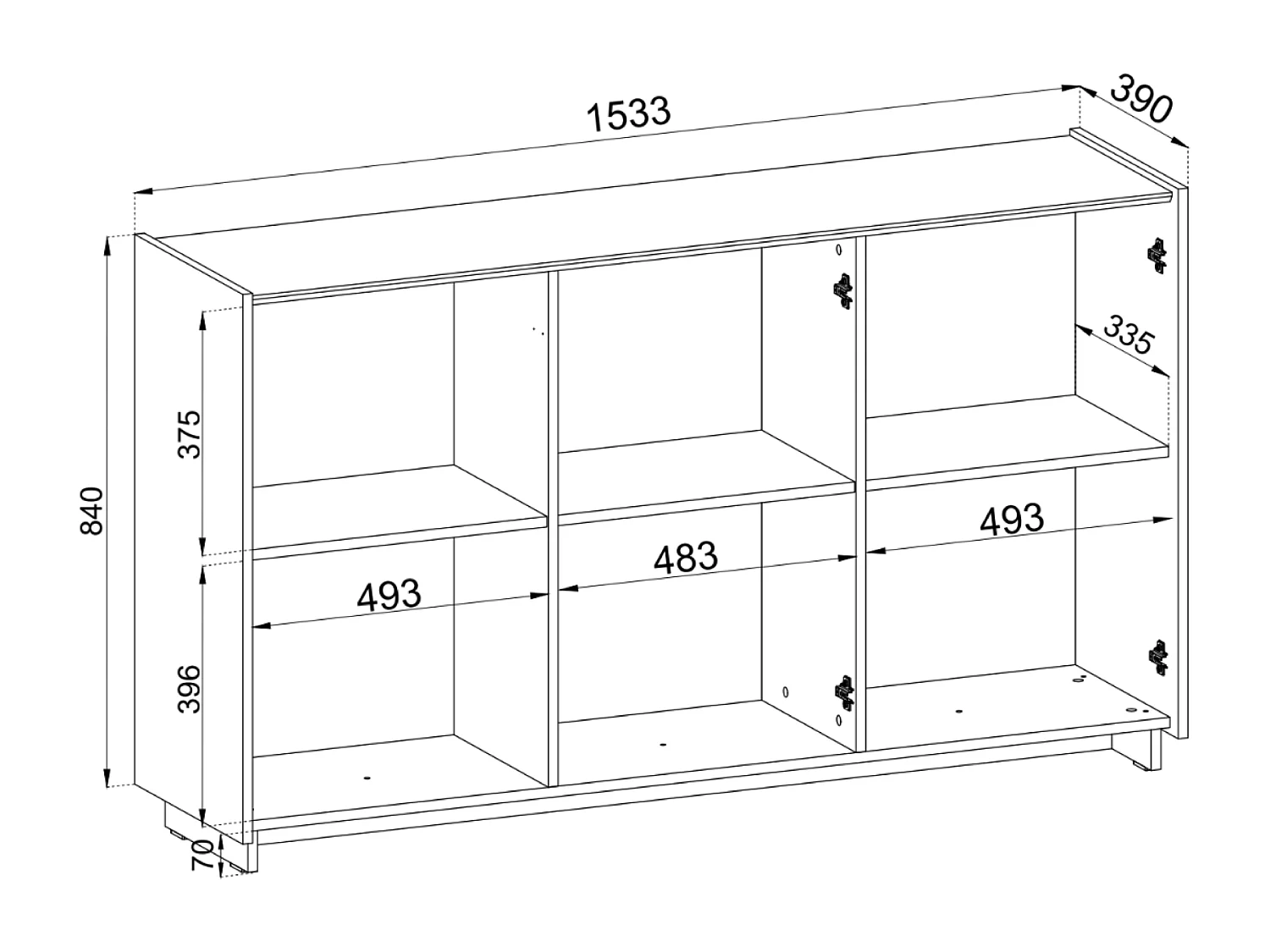 Dressoir 3-deurs - Kasjmier - 153 cm - MAGRO