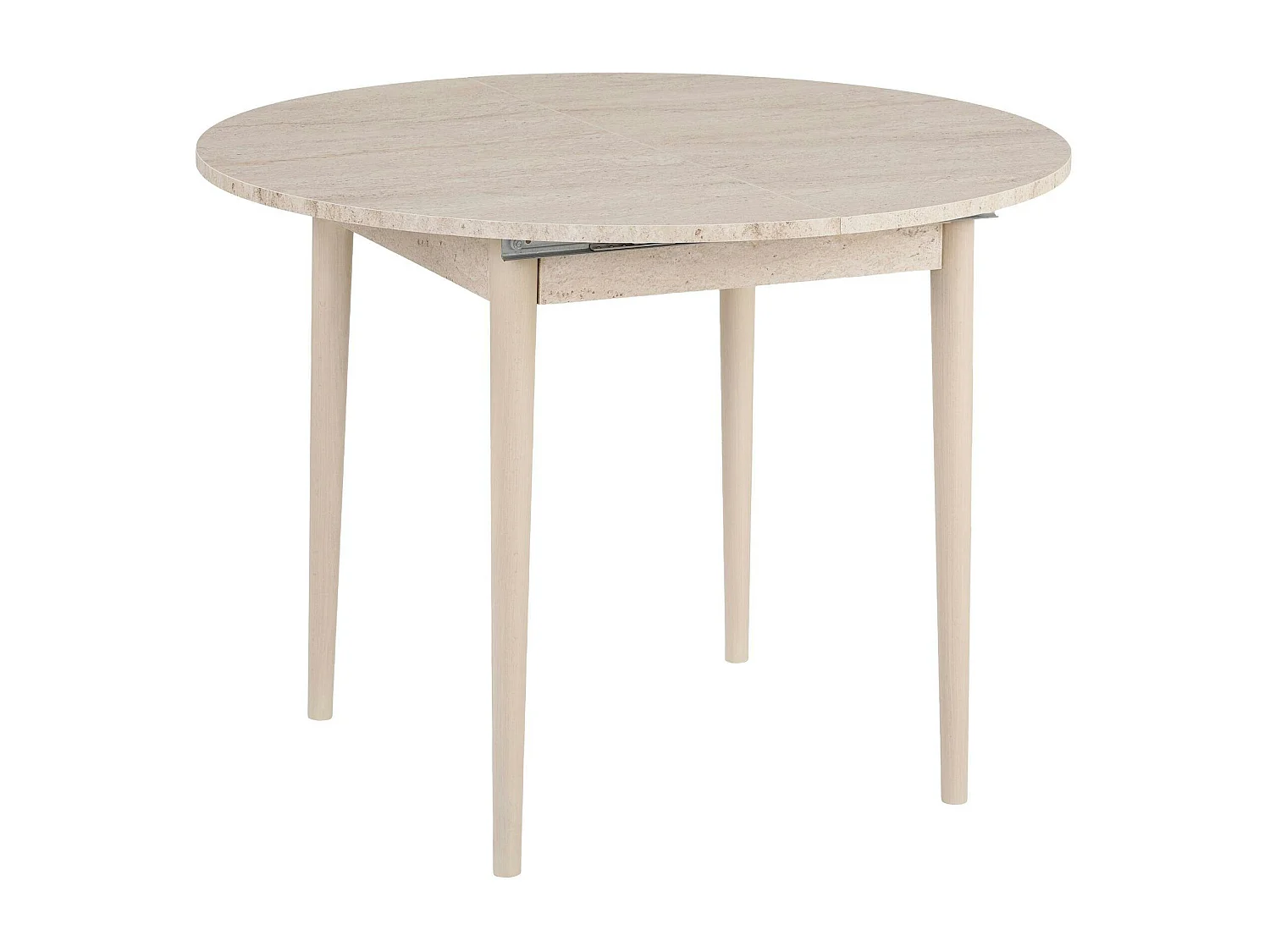Table ronde extensible effet travertin et bois 100-131 cm MARFA