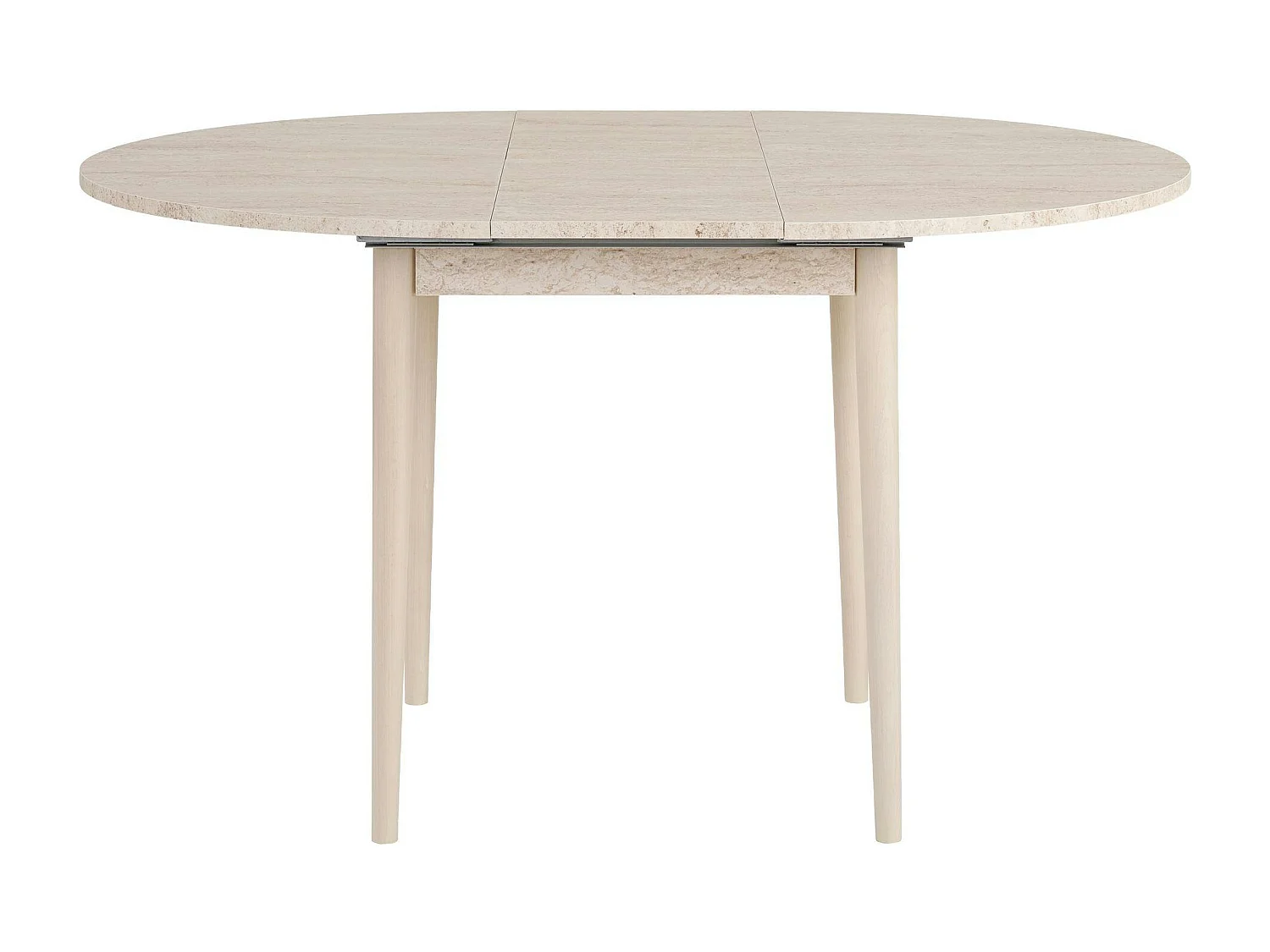 Table ronde extensible effet travertin et bois 100-131 cm MARFA