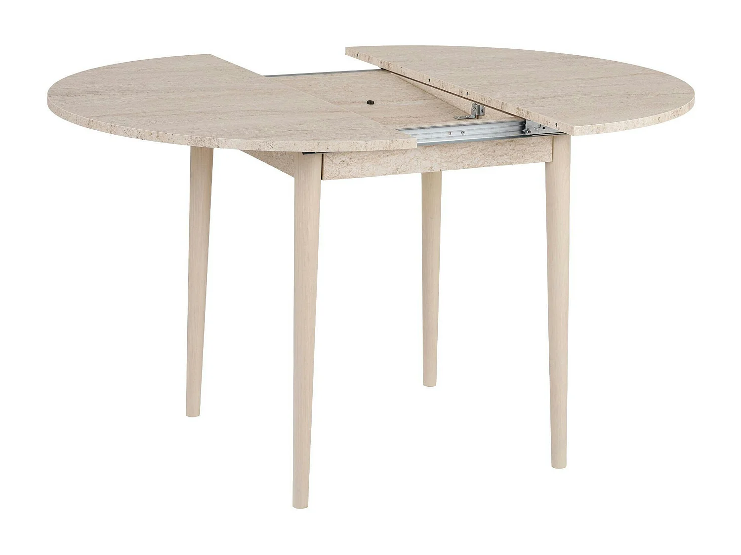 Table ronde extensible effet travertin et bois 100-131 cm MARFA