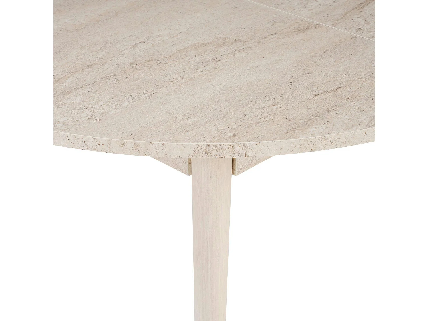 Table ronde extensible effet travertin et bois 100-131 cm MARFA