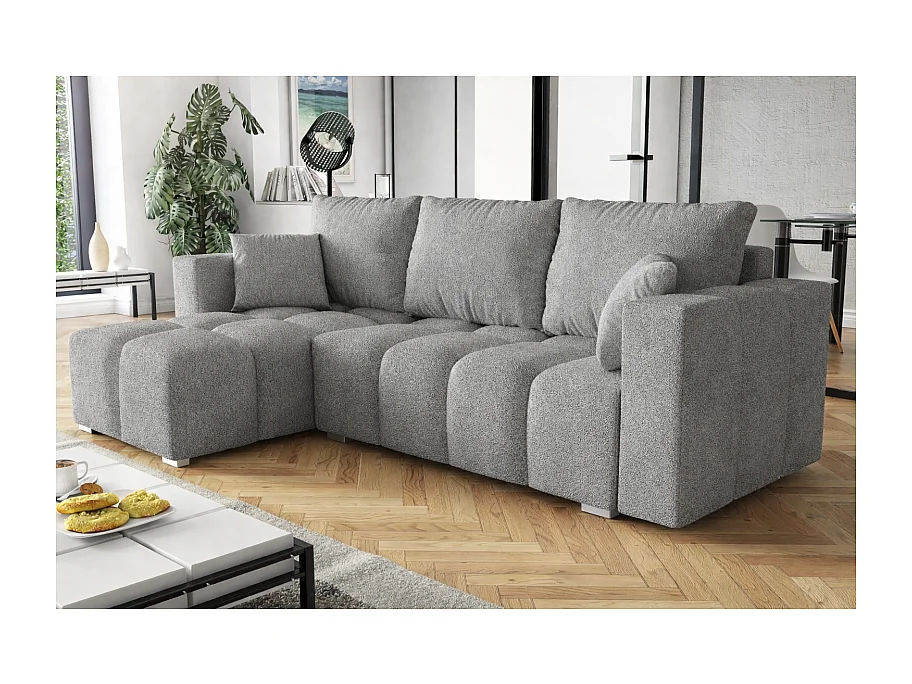 Canapé d’angle convertible 4 places COLINIO tissu bouclette - 249 cm