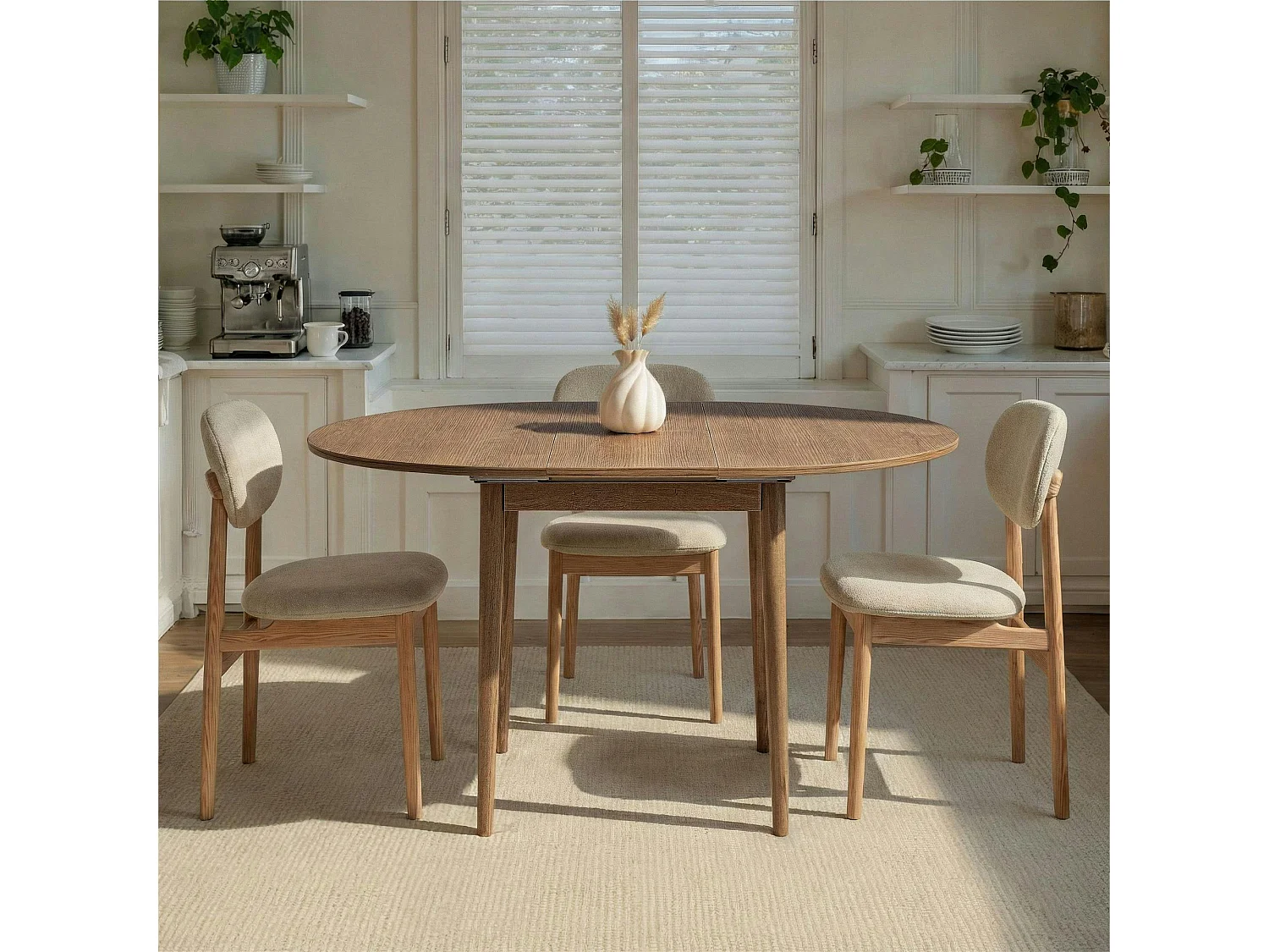 Table ronde extensible effet chêne brun 100-131 cm MARFA