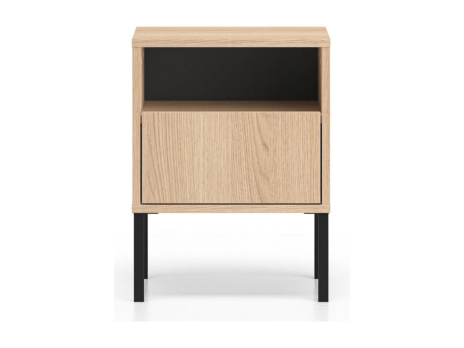 Nachttisch 1 Schublade mit offenem Fach - Eichenholzoptik - 40 cm - BARNEE