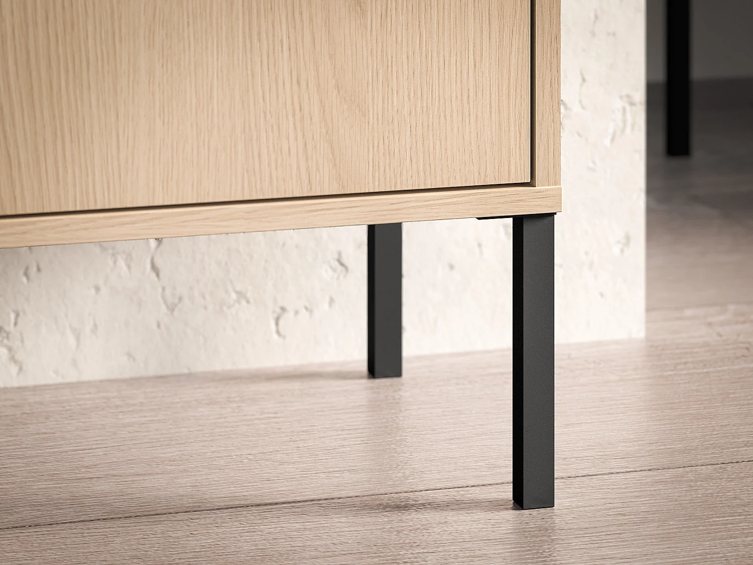 Nachttisch 1 Schublade mit offenem Fach - Eichenholzoptik - 40 cm - BARNEE