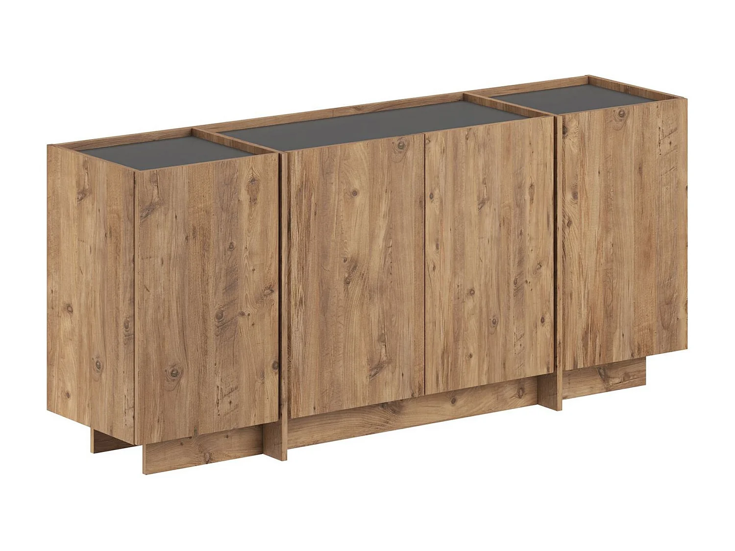 Buffet en bois "Dorma" - 180 x 45 x 80 cm - Pin Atlantique / Anthracite