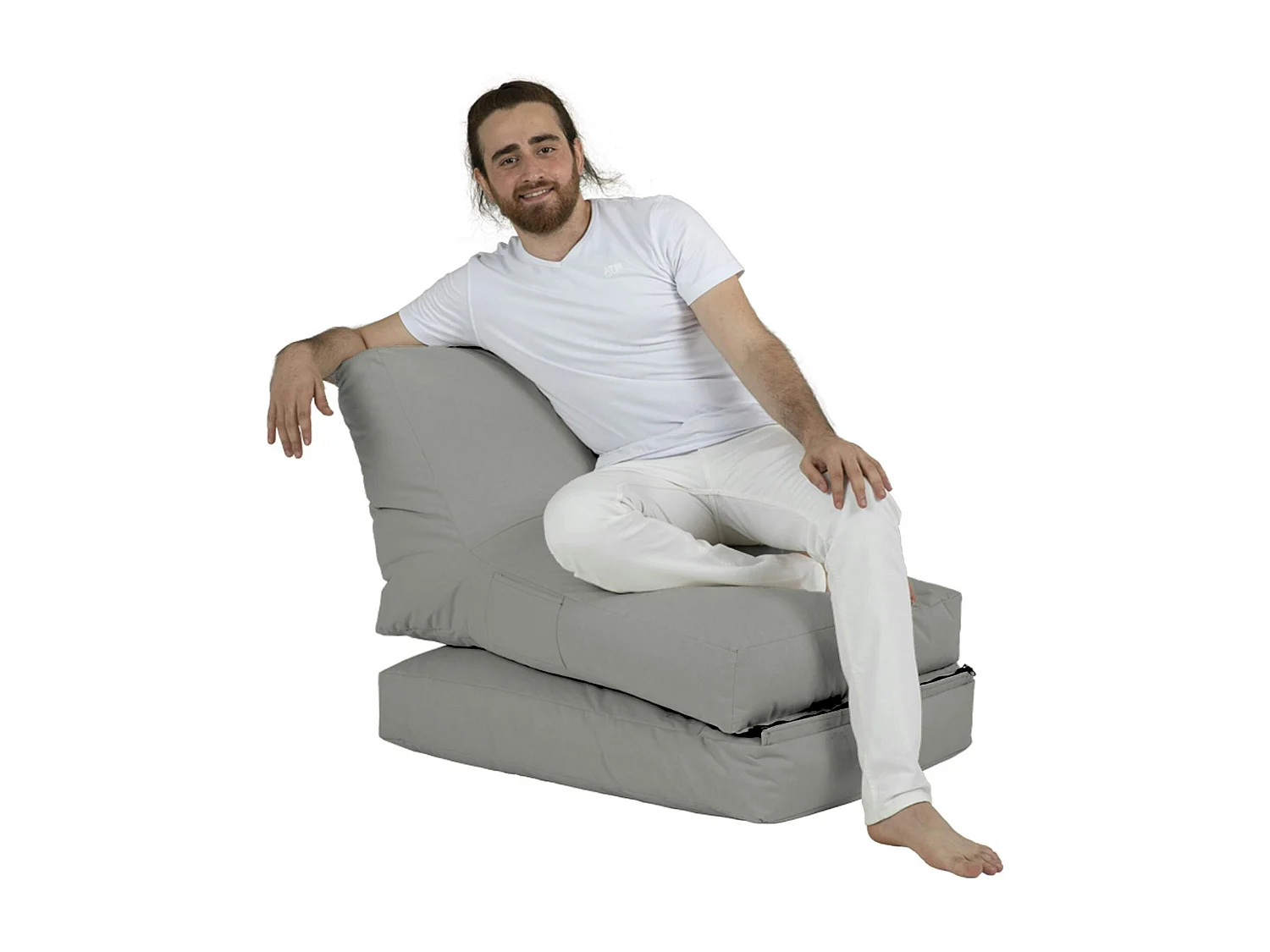 Pouf chaise longue extérieur gris ARTA