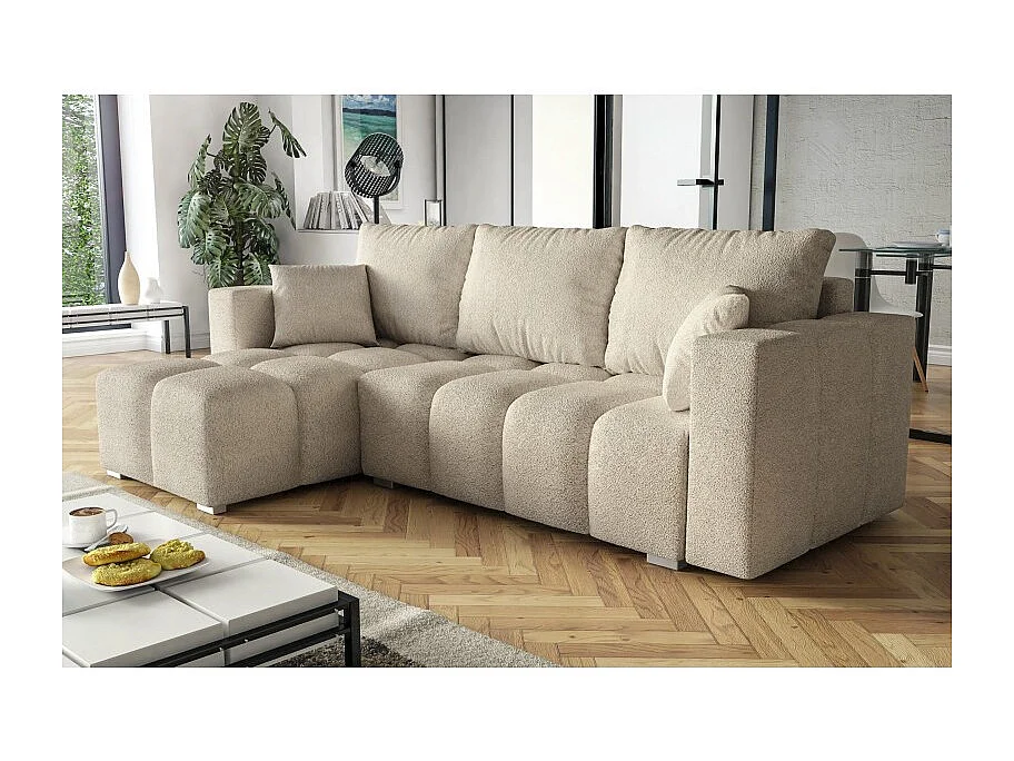 Canapé d’angle convertible 4 places COLINIO tissu bouclette - 249 cm