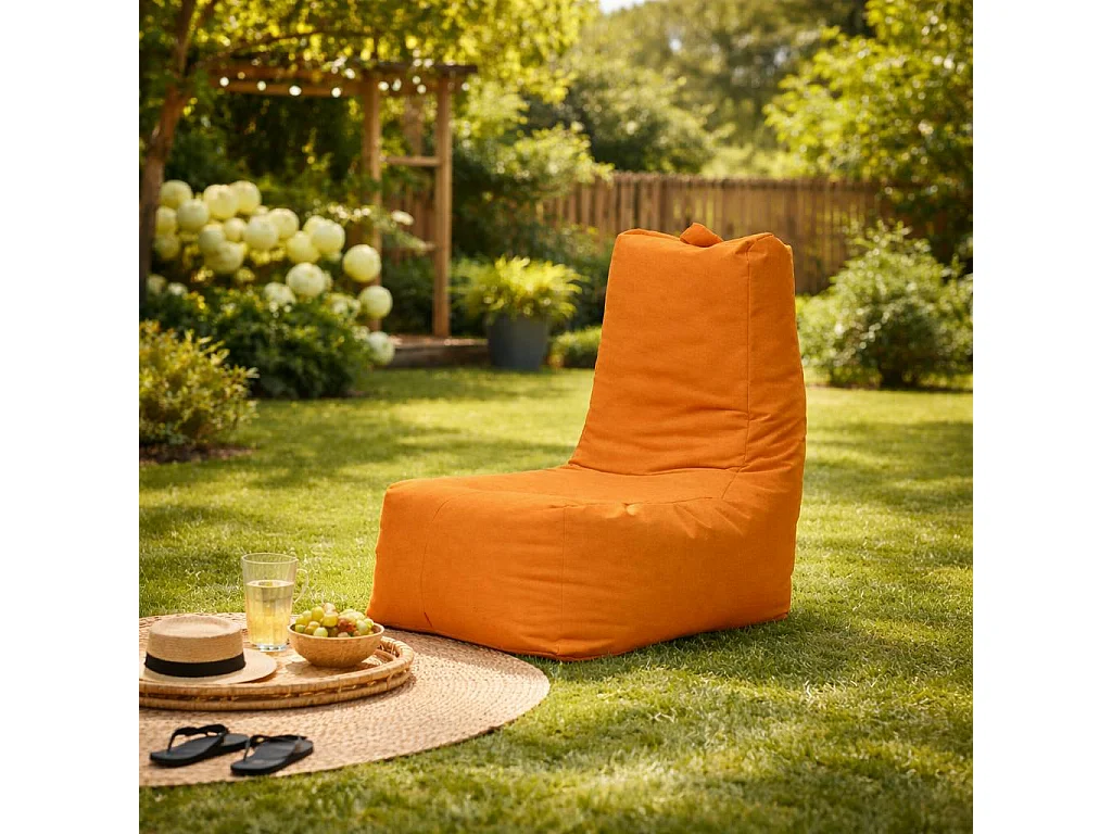 Pouf extérieur à dossier haut orange ARTA