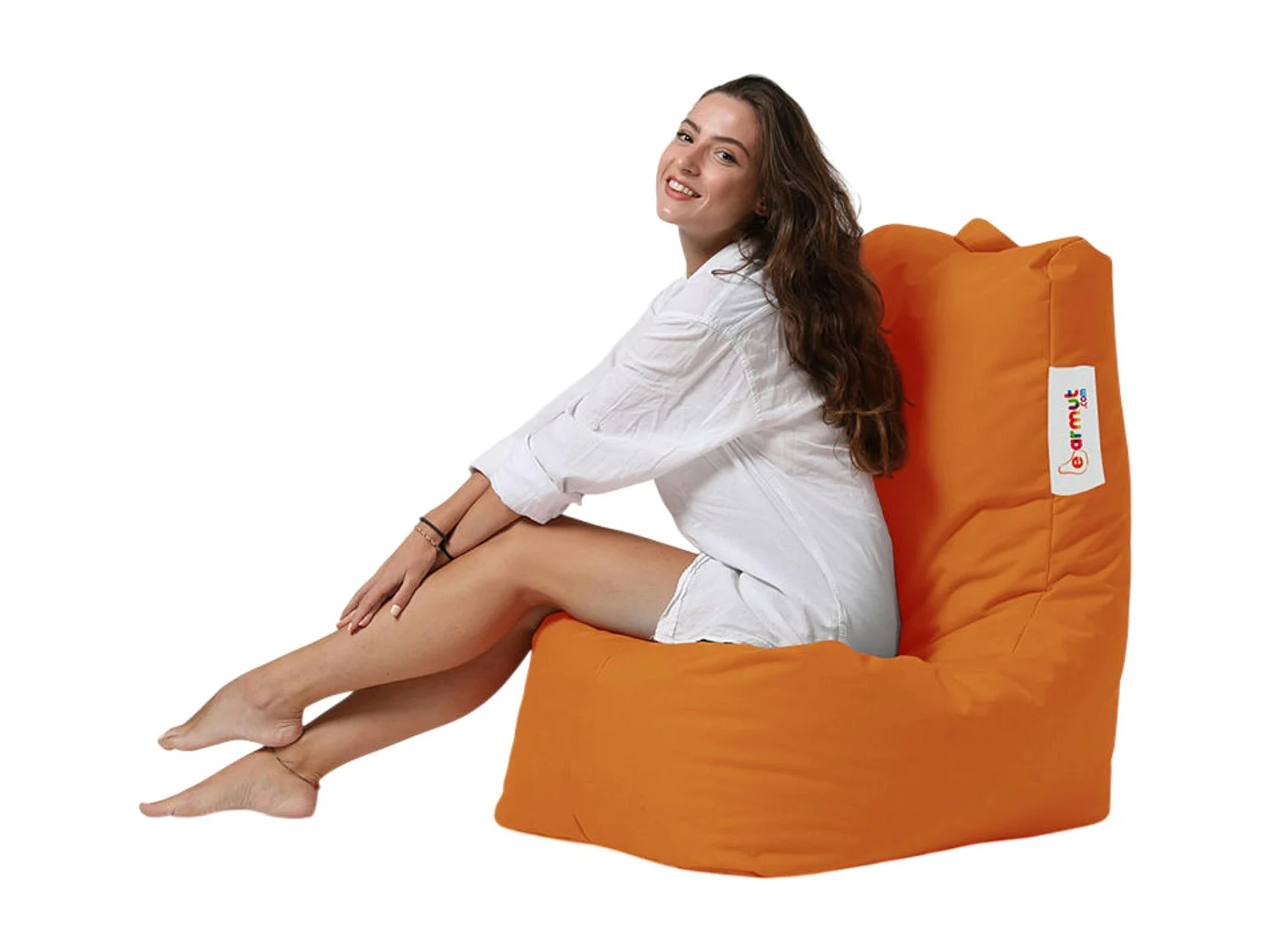 Pouf extérieur à dossier haut orange ARTA