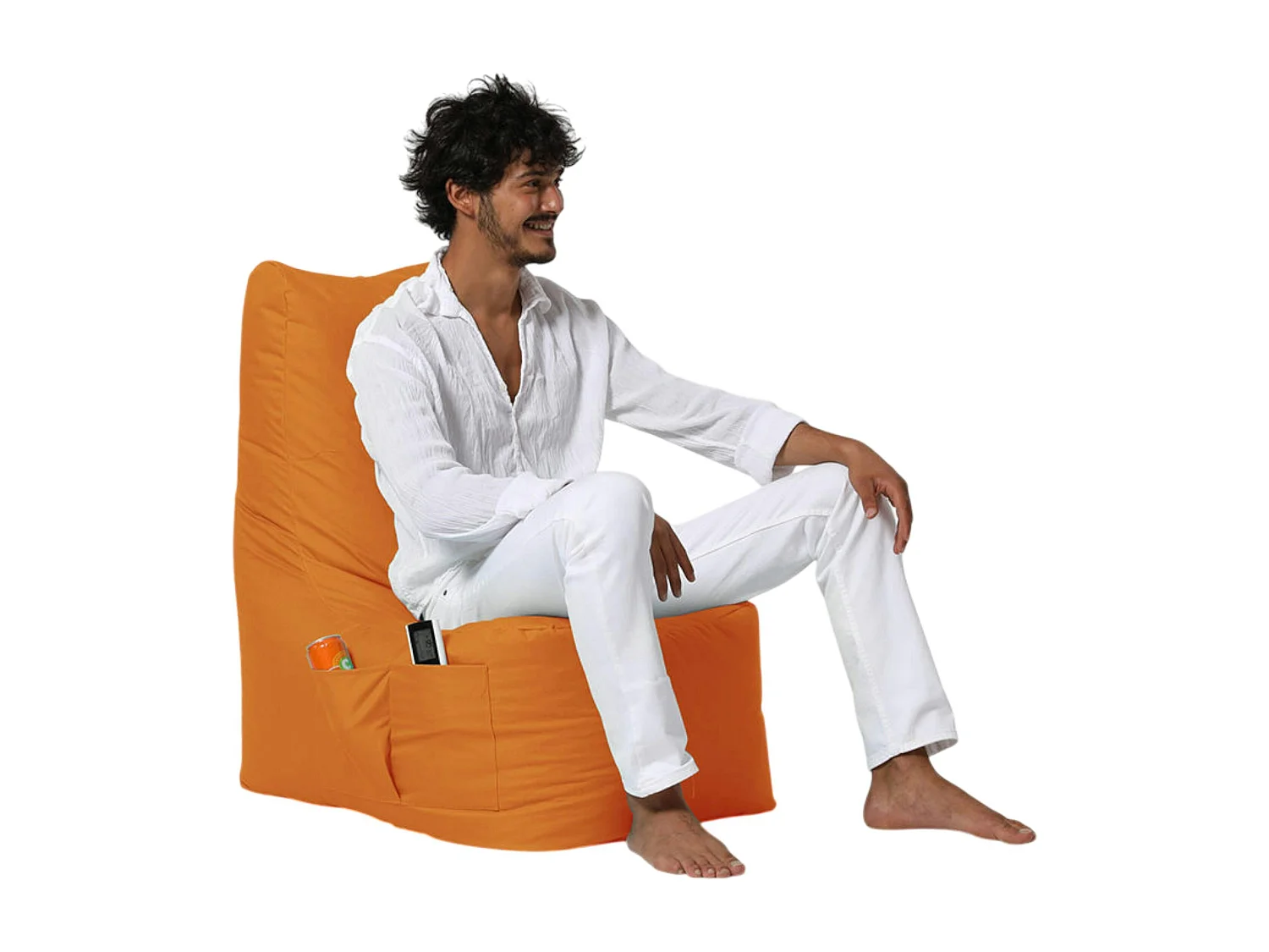 Pouf extérieur à dossier haut orange ARTA