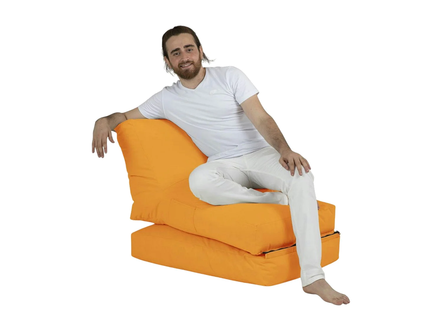 Pouf chaise longue extérieur orange ARTA