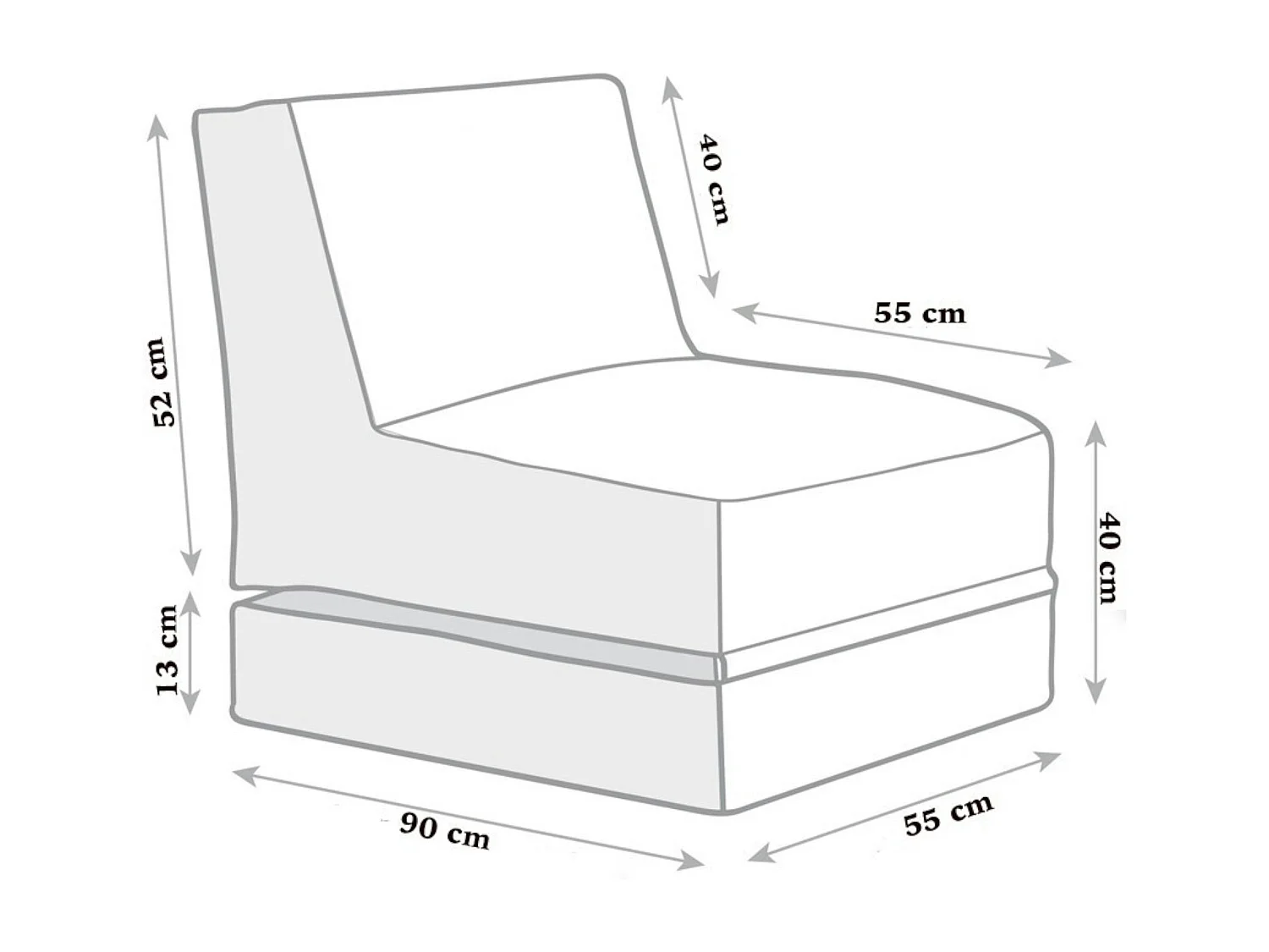 Pouf chaise longue extérieur orange ARTA