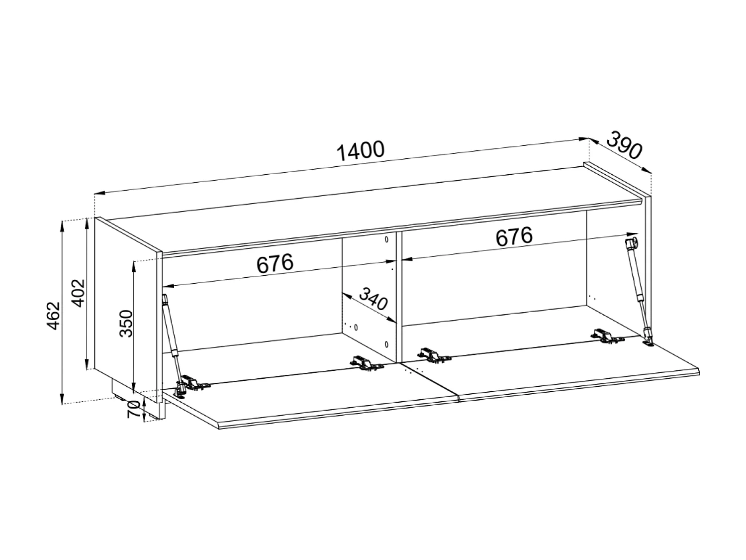 TV-Lowboard hängend oder stehend - 2-türig - Kaschmirgrau - 140 cm - MAGRO