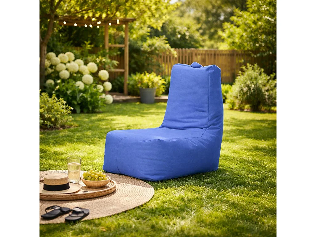 Pouf extérieur à dossier haut bleu ARTA