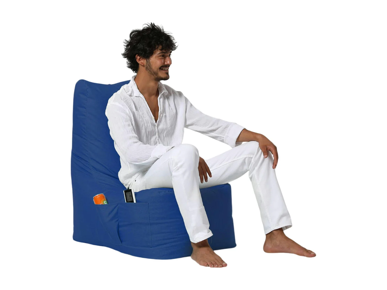 Pouf extérieur à dossier haut bleu ARTA