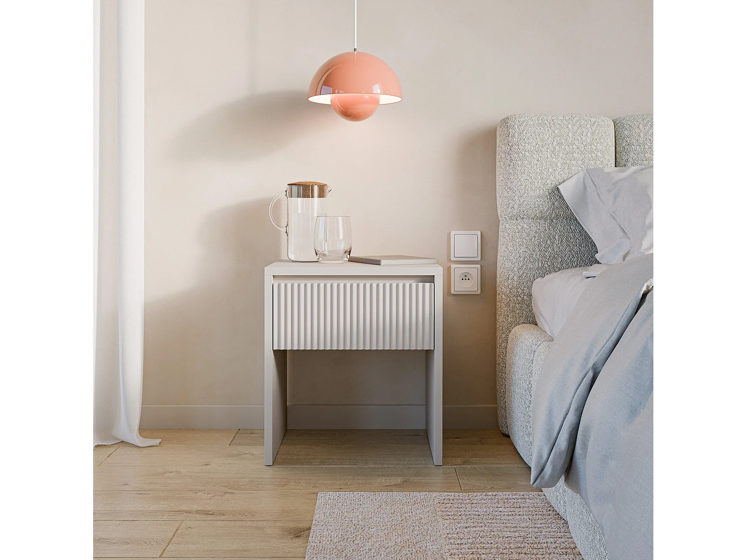 Nachttisch 1-Schublade - Kaschmir - 45 cm - VEMMI