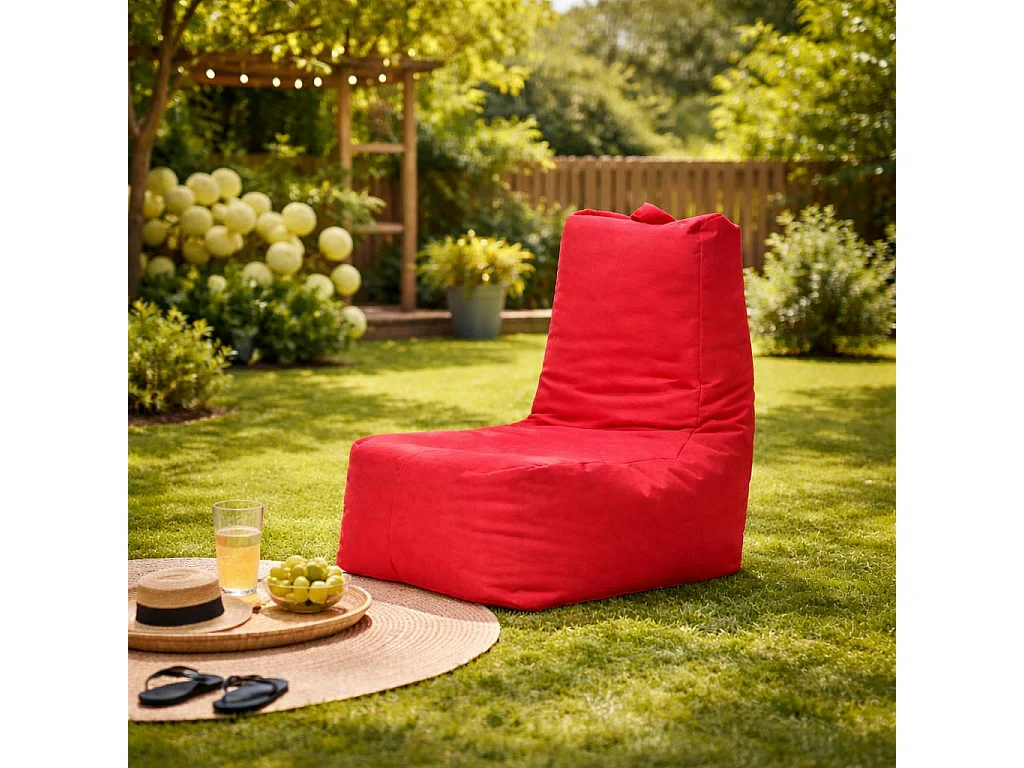 Pouf extérieur à dossier haut rouge ARTA