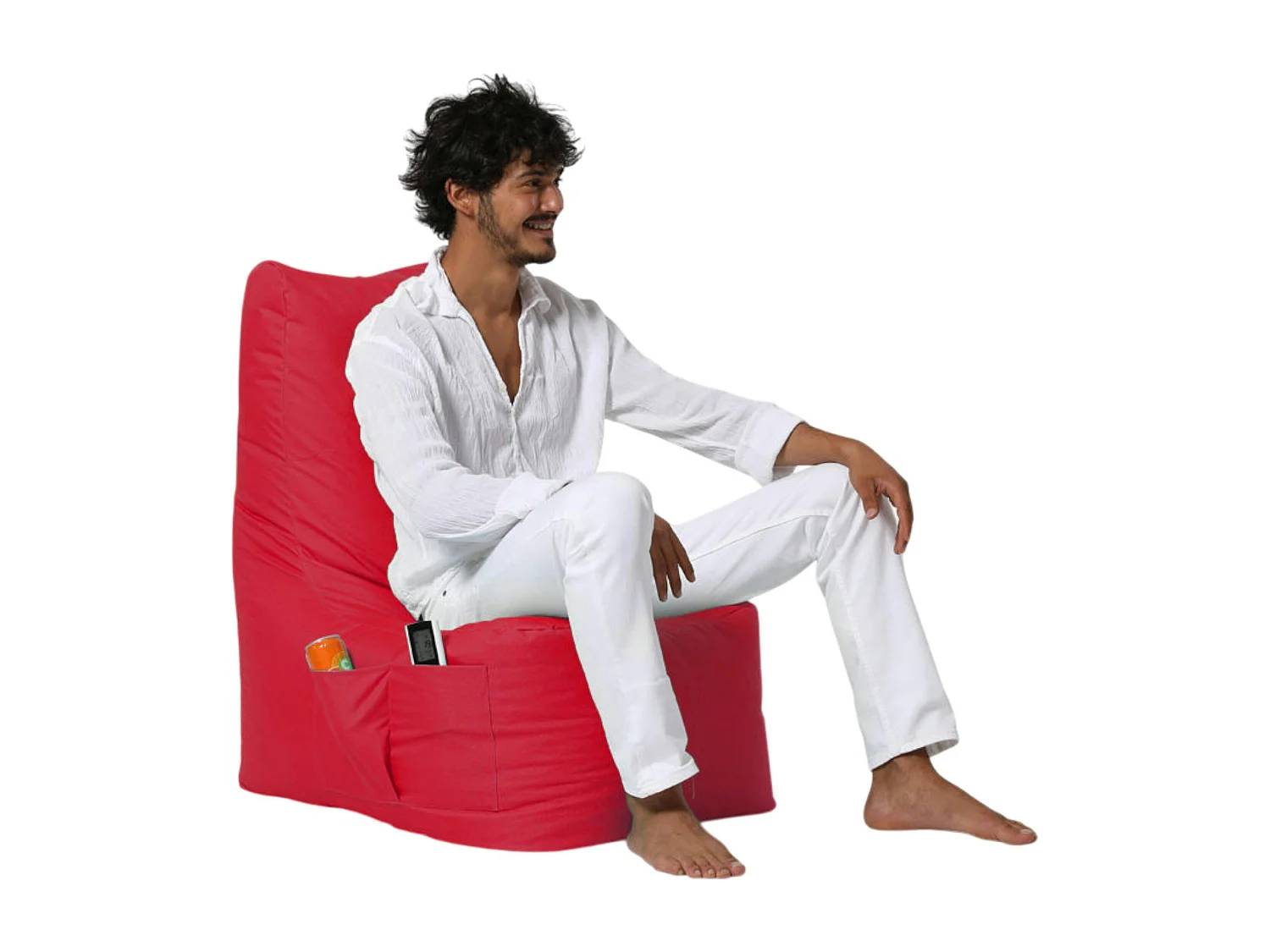 Pouf extérieur à dossier haut rouge ARTA