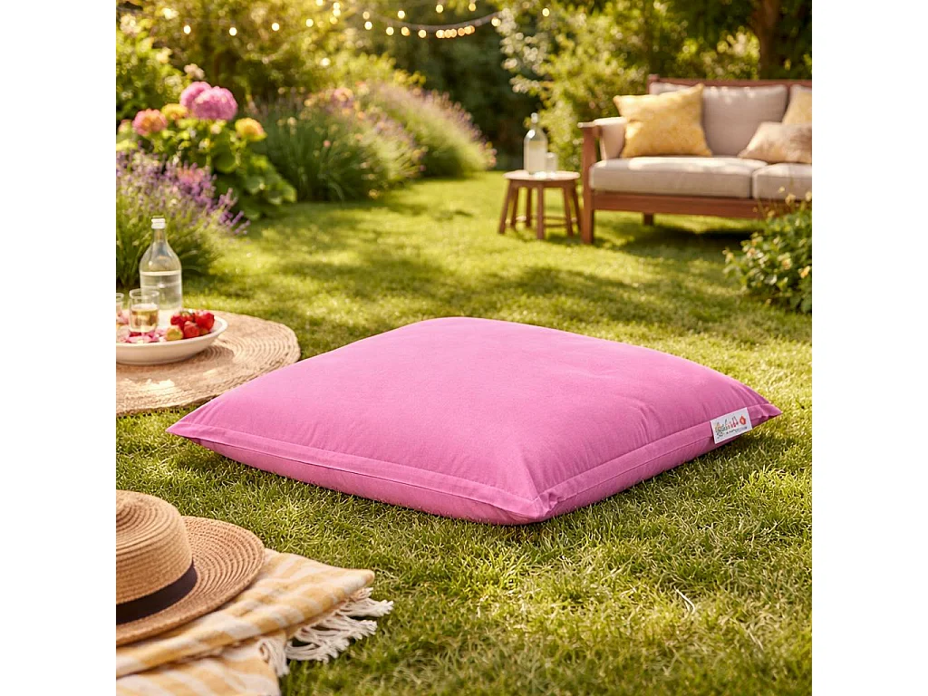 Coussin pouf extérieur rose ARTA