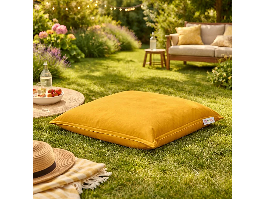 Coussin pouf extérieur jaune ARTA