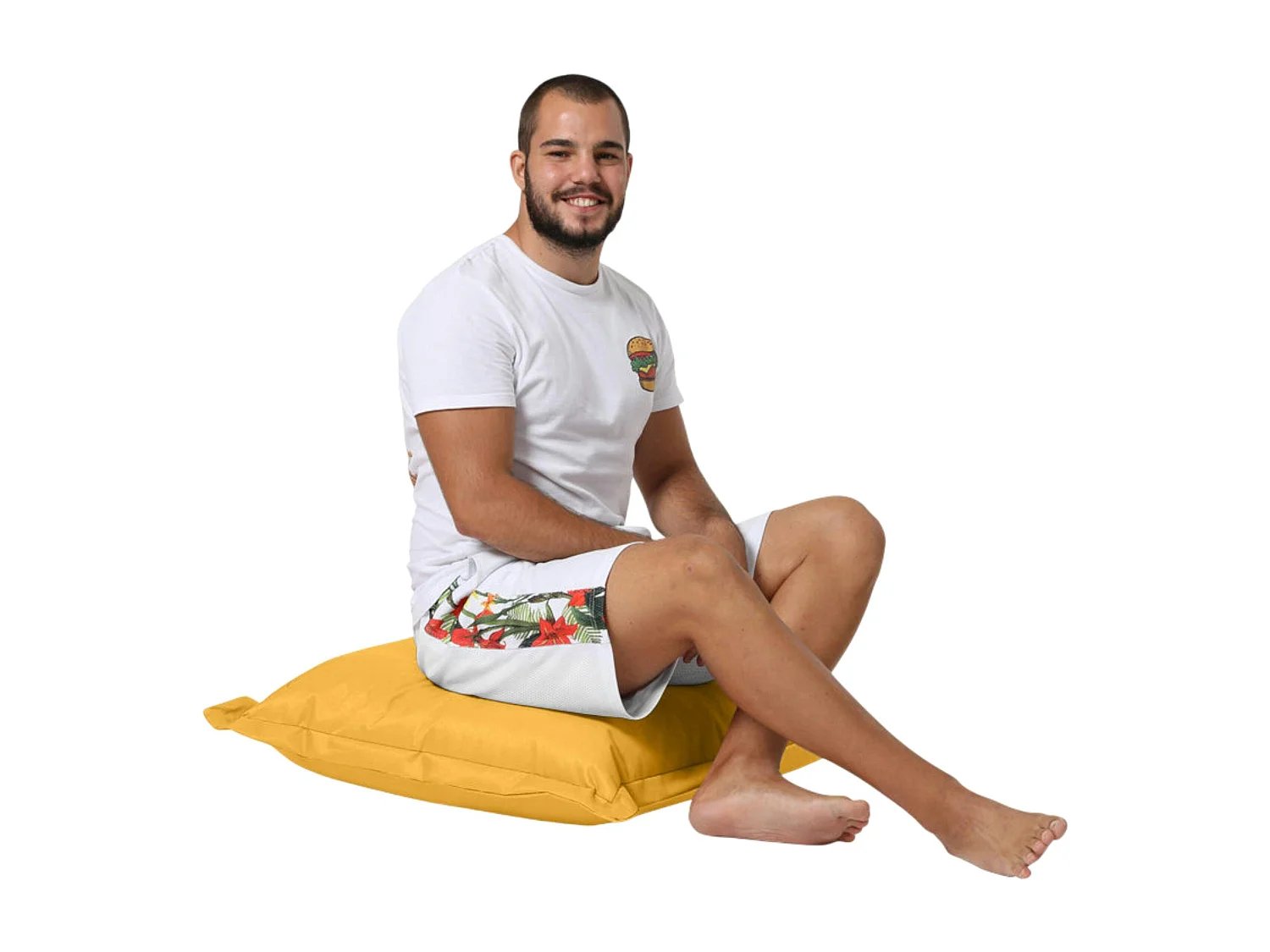 Coussin pouf extérieur jaune ARTA