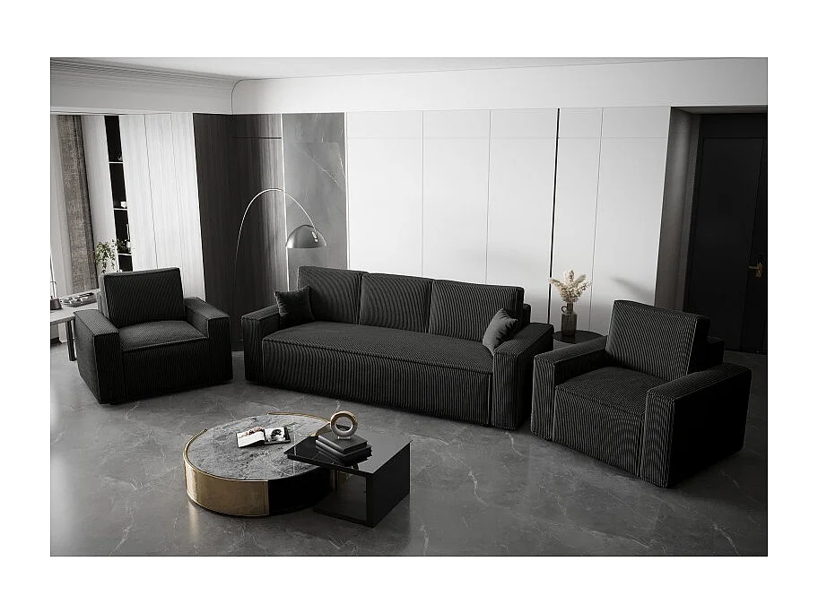 Ensemble de canapés 3+1+1 convertible AMBRI en velours côtelé