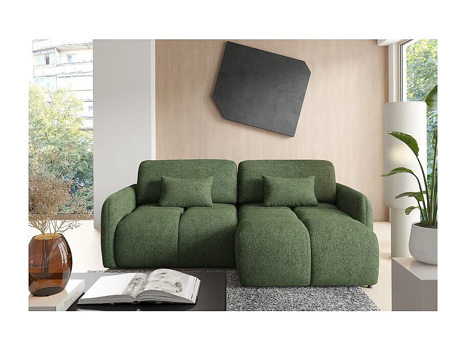 Canapé d’angle convertible 4 places TIARA en tissu texturé - 250 cm