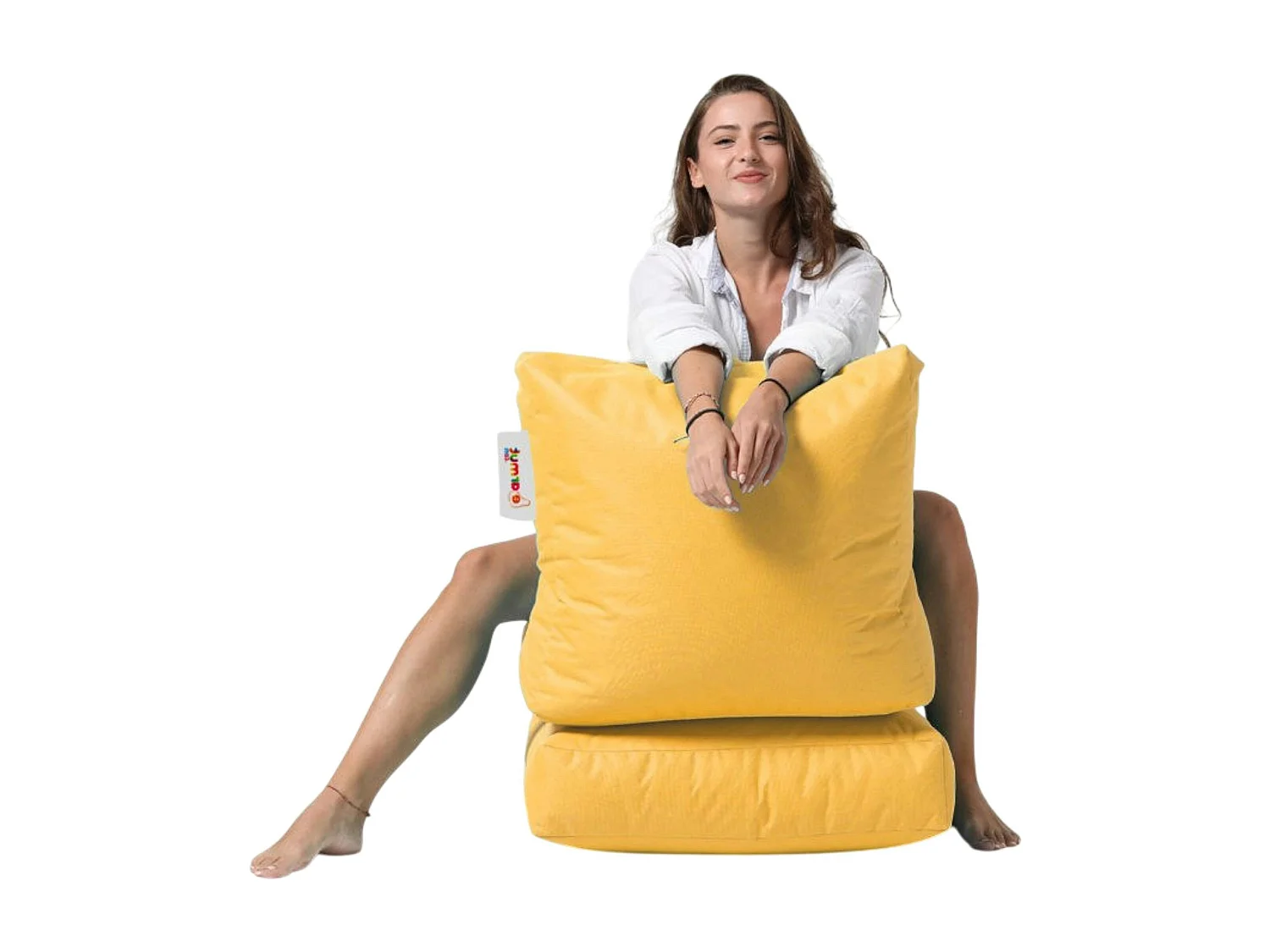 Pouf chaise longue extérieur jaune ARTA
