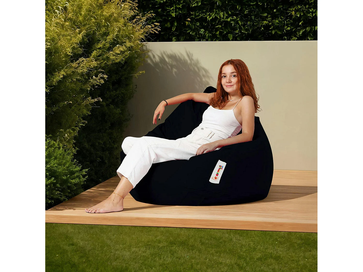 Pouf poire XXL extérieur noir ARTA