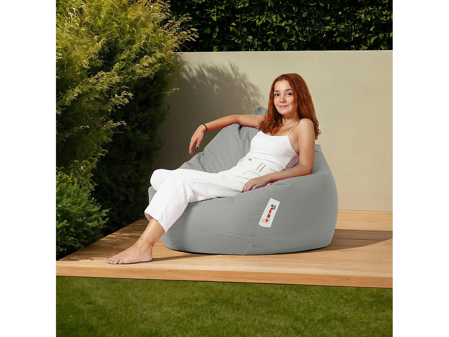 Pouf poire XXL extérieur gris ARTA
