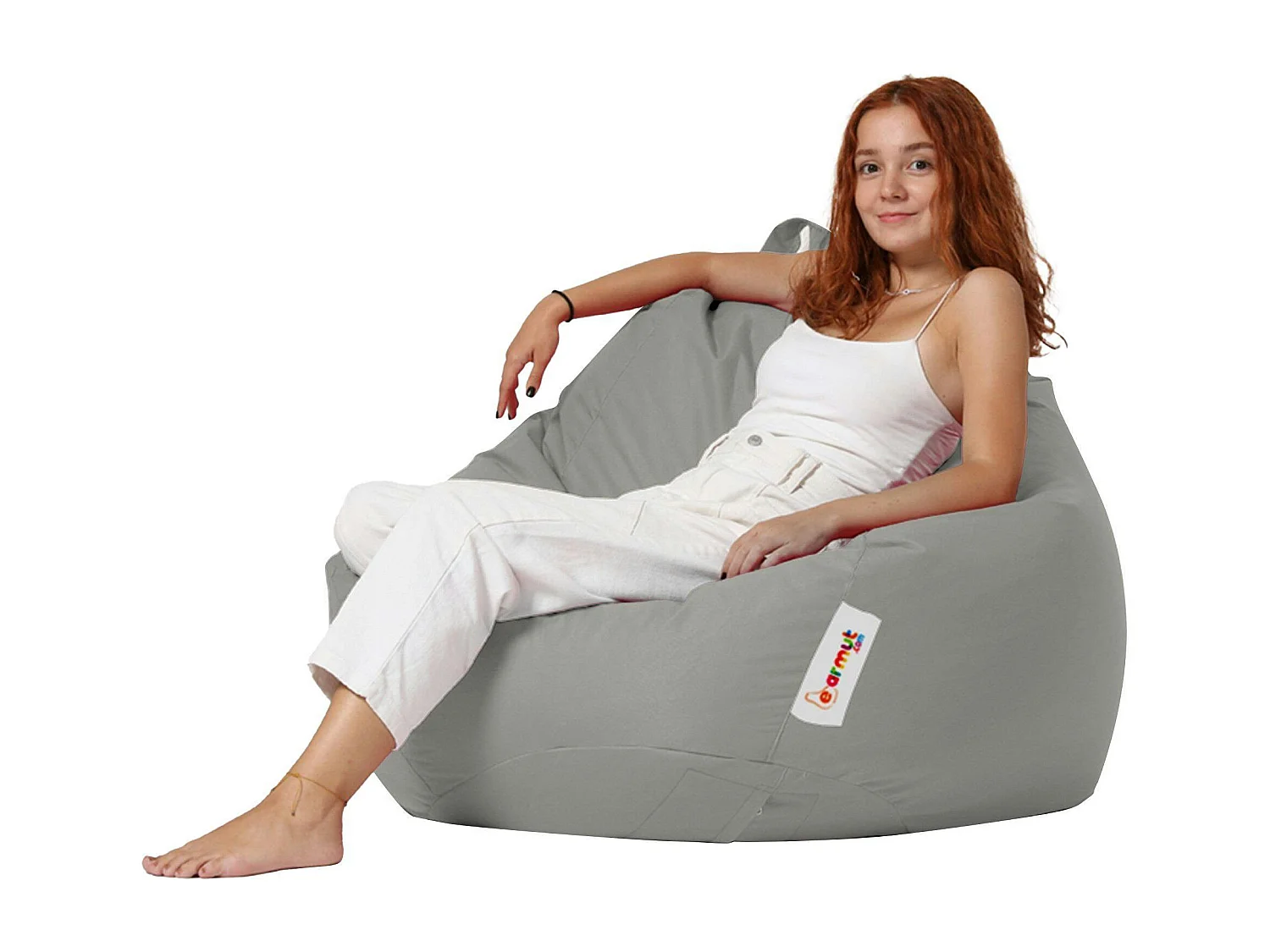 Pouf poire XXL extérieur gris ARTA