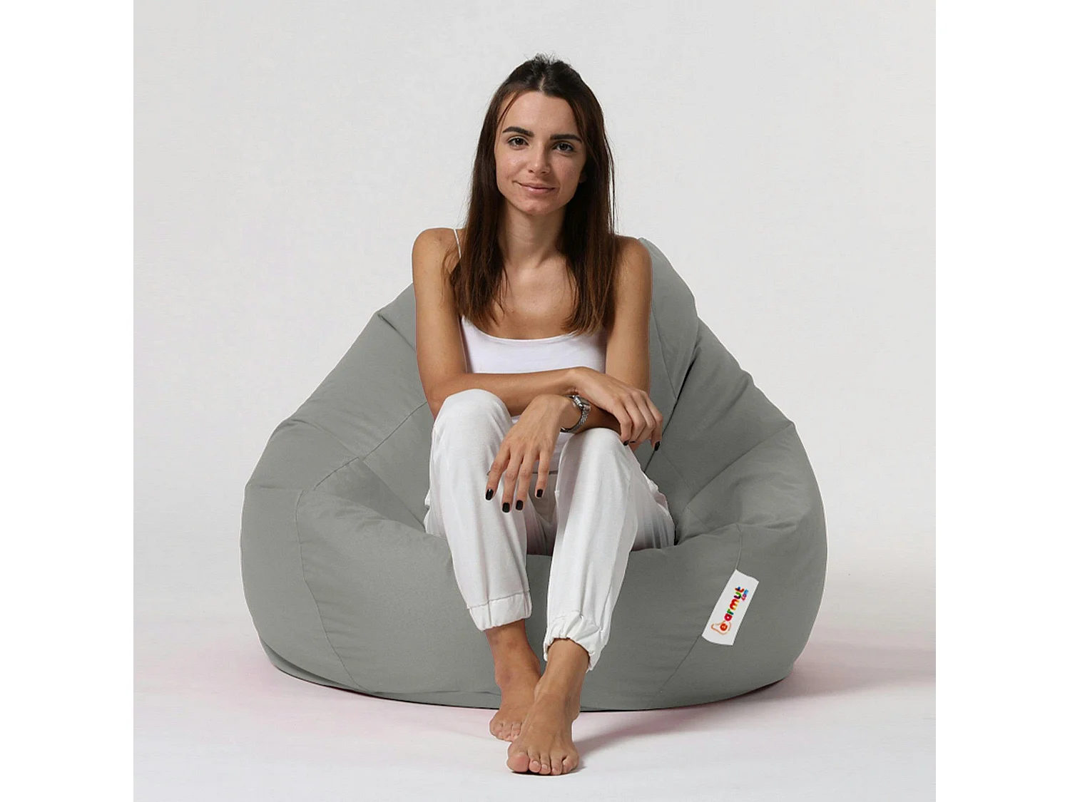Pouf poire XXL extérieur gris ARTA