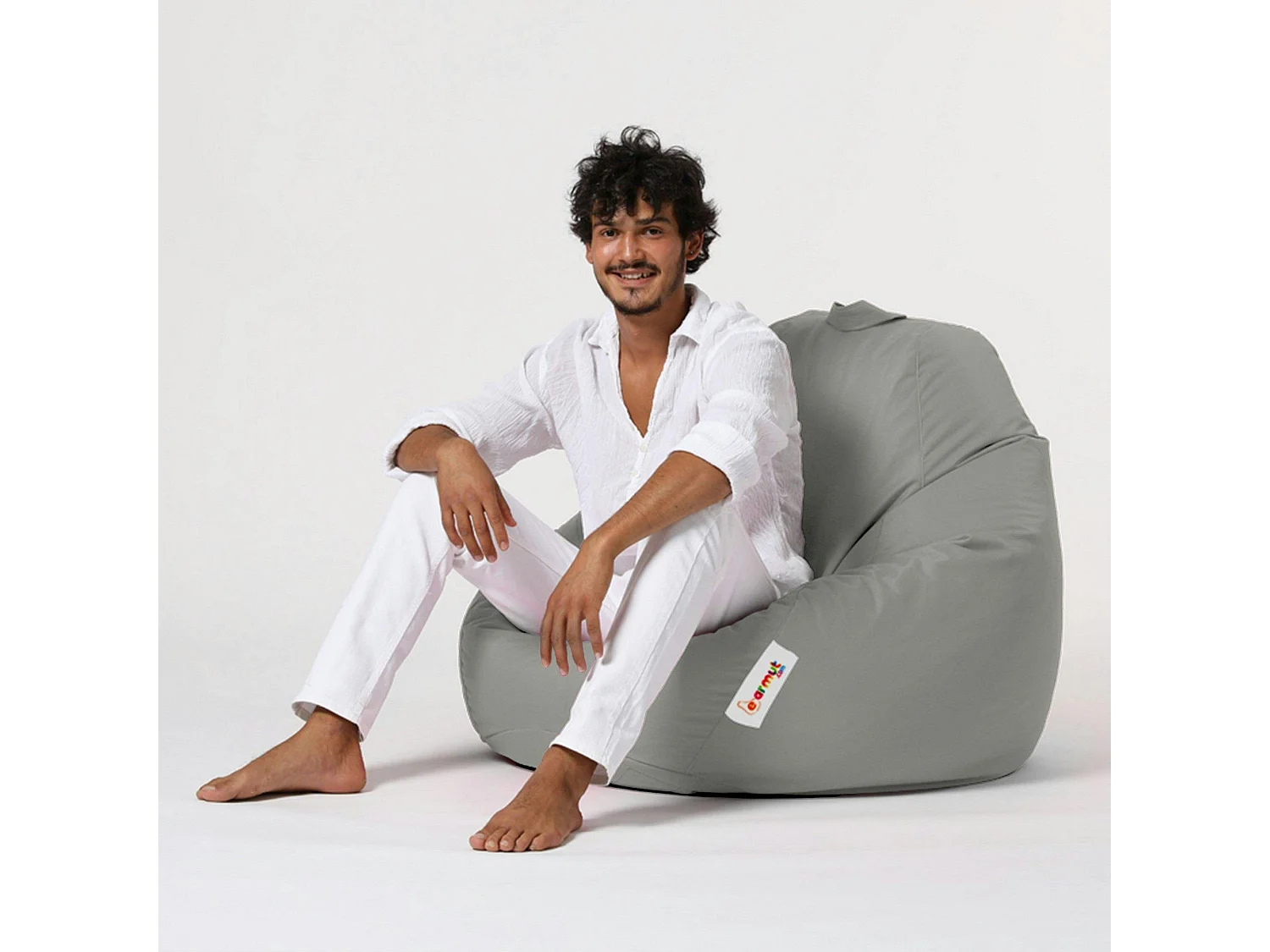 Pouf poire XXL extérieur gris ARTA