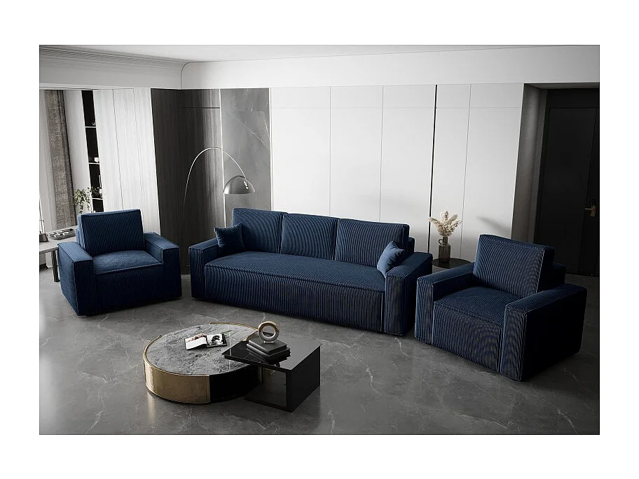 Ensemble de canapés 3+1+1 convertible AMBRI en velours côtelé