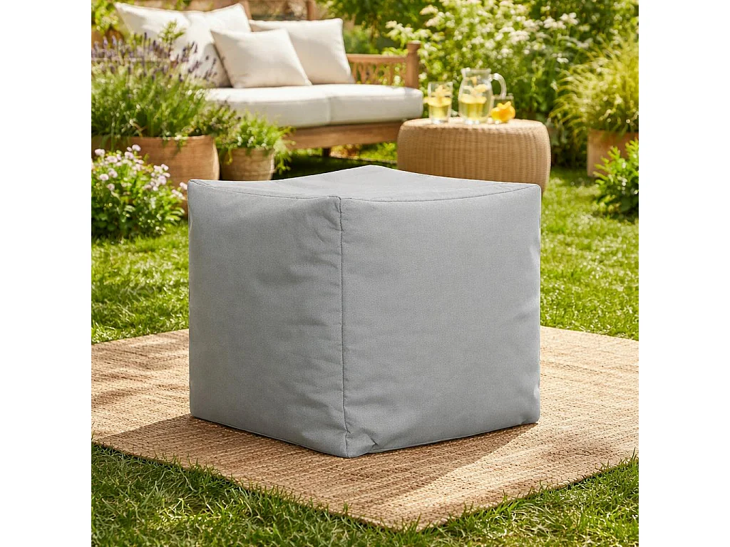 Pouf cube d'extérieur gris ARTA