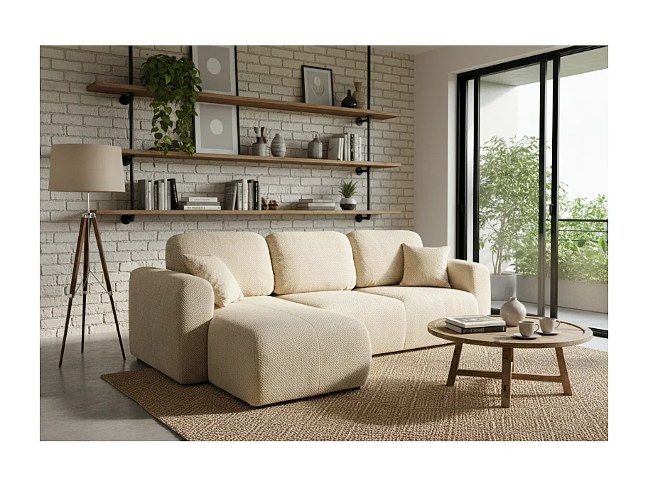 Canapé d’angle convertible Binigia 4 places – Tissu POP effet 3D - 245 cm