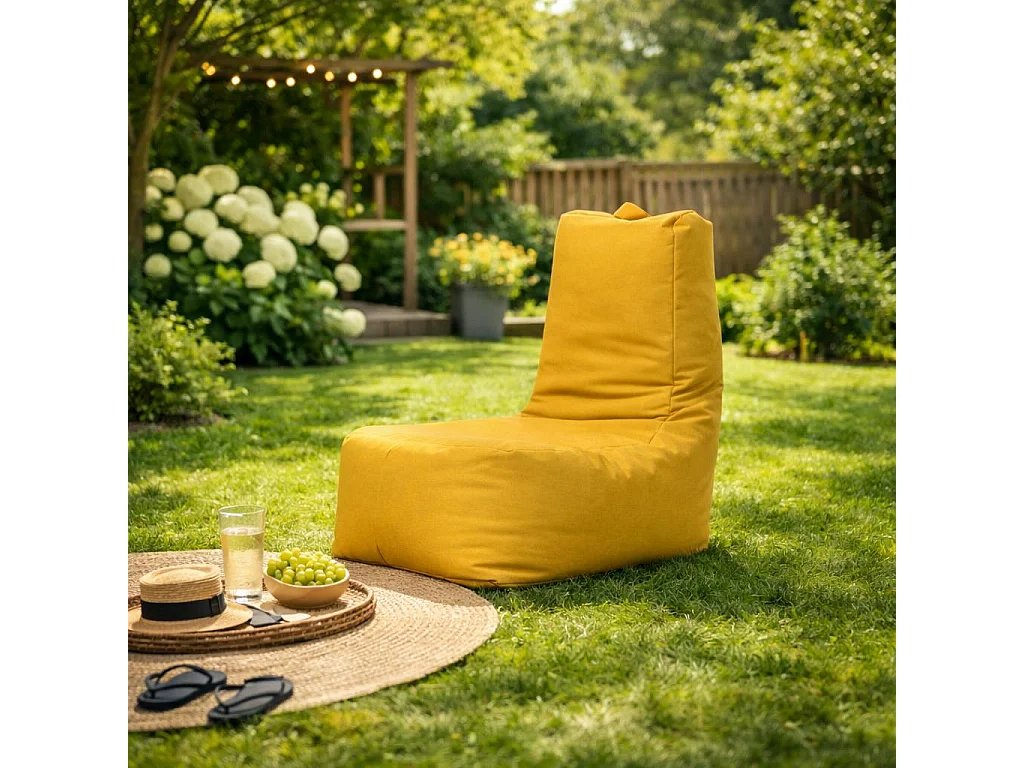 Pouf extérieur à dossier haut jaune ARTA