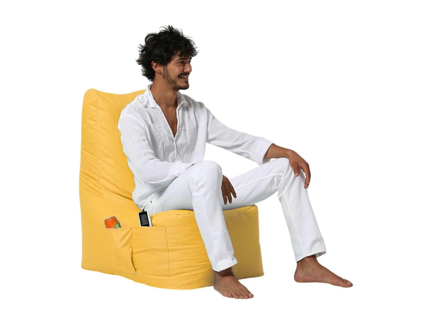 Pouf extérieur à dossier haut jaune ARTA