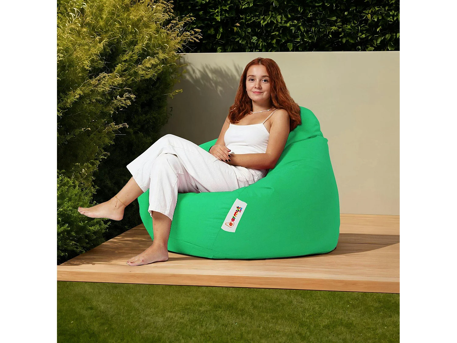 Pouf poire XXL extérieur vert ARTA