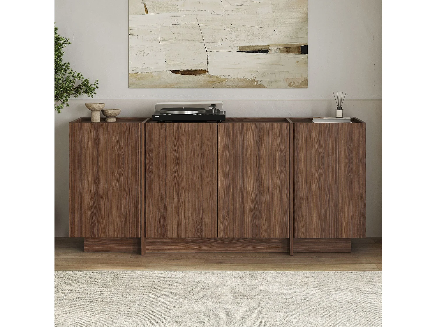 Buffet en bois "Dorma" - 180 x 45 x 80 cm - Noyer Milano
