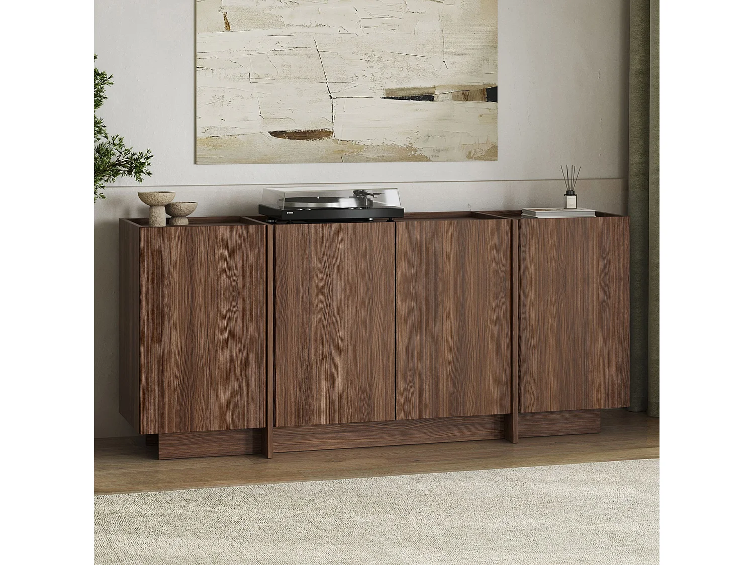 Buffet en bois "Dorma" - 180 x 45 x 80 cm - Noyer Milano