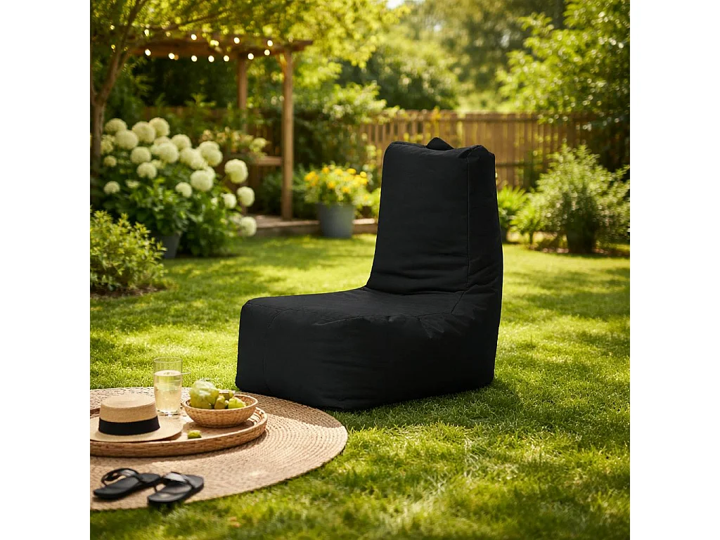 Pouf extérieur à dossier haut noir ARTA